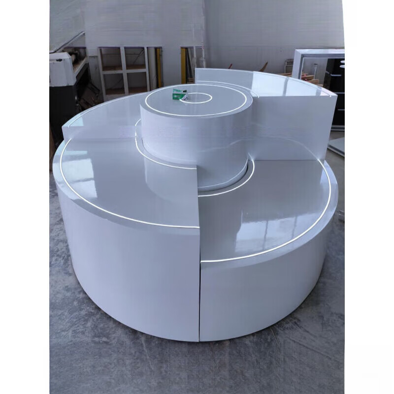 莫賢發(fā)光展臺(tái)異形展示柜烤漆展示柜臺(tái)展廳科技感展示臺(tái)圓形發(fā)光公司中 1500*1500*900