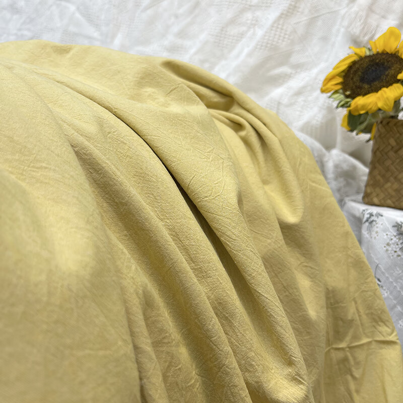 布匹面料做床单布料2.5米门幅全棉平纹水洗素色被套品手工 全棉水洗布（鹅黄） 一米