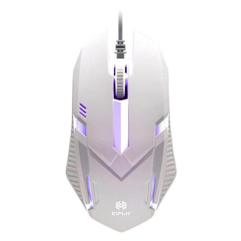 【甄选百货】游戏有线发光鼠标USB笔记本台式电脑办公家用七色背 白色