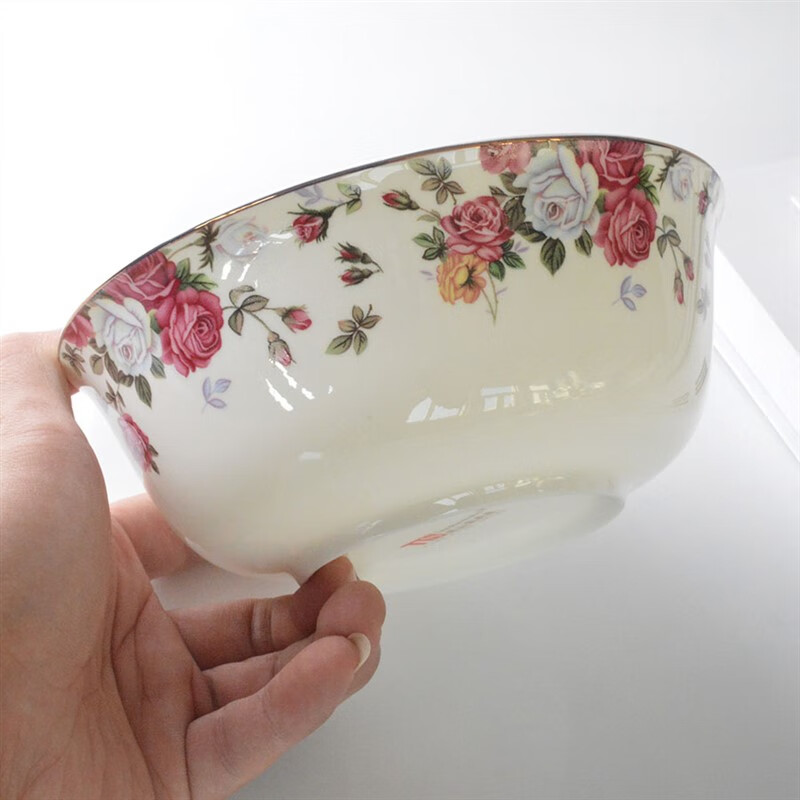 萌依儿(mengyier)唐山骨质瓷碗唐山家用中式精致瓷餐具6英·寸面碗深