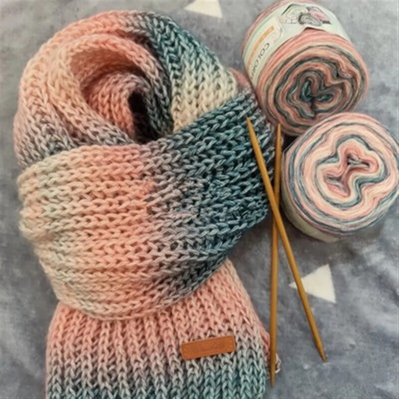 萌依儿织围巾的毛线细羊绒线自织围巾毛线团男友围脖女编织渐变围巾线