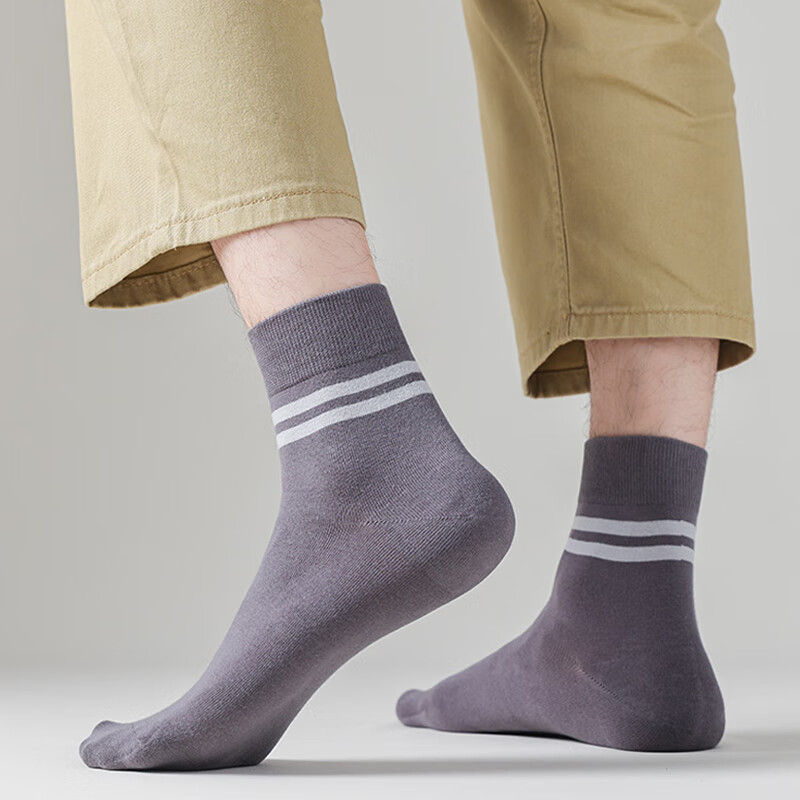 CK纯棉透气长袜子男士吸汗 弹力防臭运动休闲中筒秋冬四季款长袜子 W4CK 3黑+3白 6双 均码 （40.5-44.5）