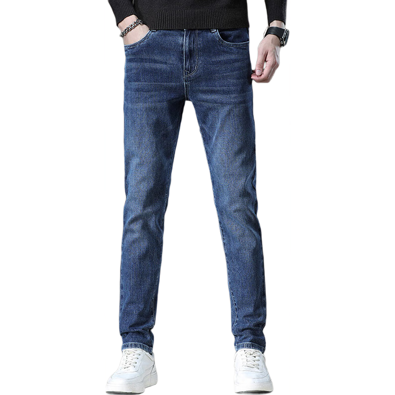 JEEP SPIRIT吉普牛仔裤男加绒加厚保暖直筒秋冬季男士修身休闲长裤子男