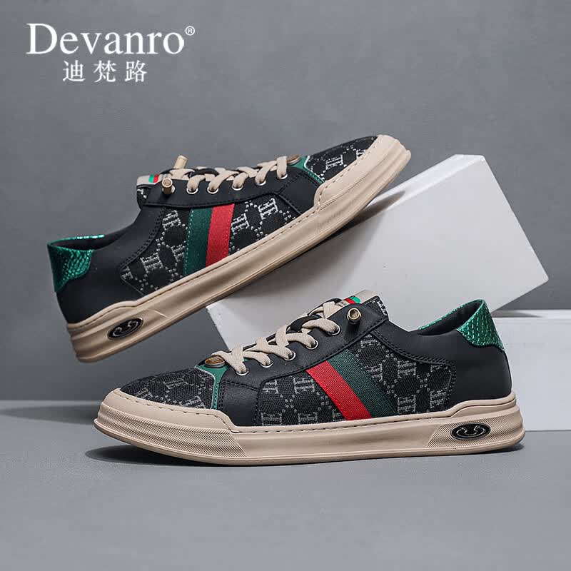 迪梵路(devanro)品牌奢侈帆布鞋男一脚蹬透气时尚休闲鞋潮流百搭板鞋