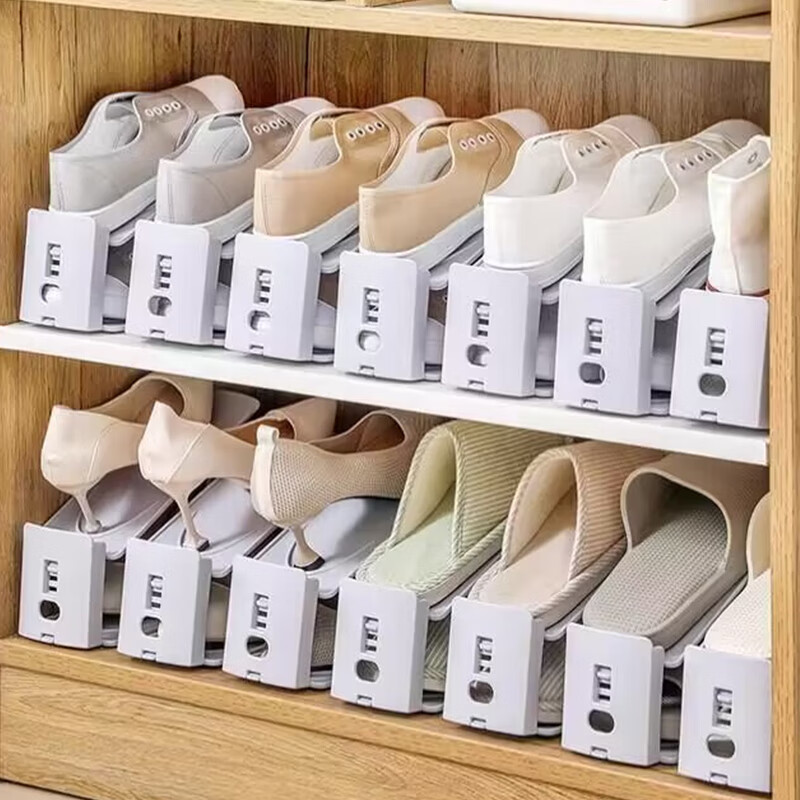家の物语（KATEI STORY）日本双层鞋架鞋柜鞋子收纳架整理家用可调节抗压塑料鞋托收纳神器 鞋架 灰色（12个）