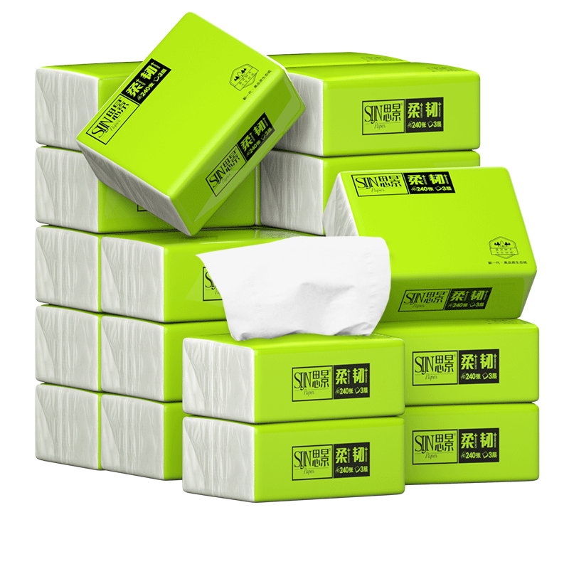 思景原生木浆纸家用婴儿实惠装整箱林纸面巾抽纸餐巾纸便携卫生纸 80抽*24包