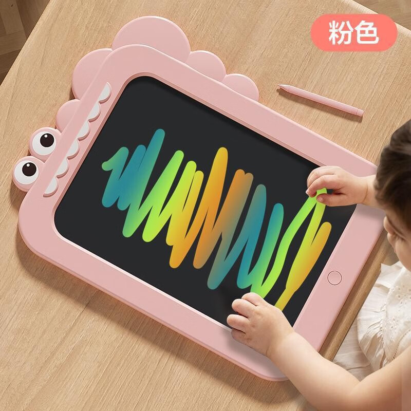 艾福儿艾福儿儿童画画板家用液晶手写板12寸宝宝磁性写字板可消除玩具 12寸恐龙画板-樱花粉