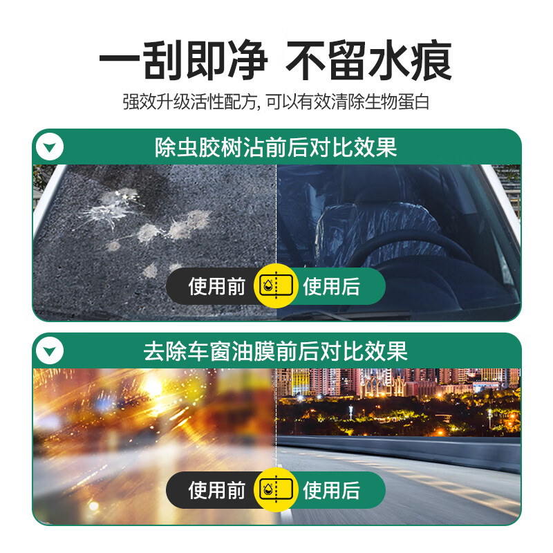 HELLOLEIBOO徕本汽车玻璃水雨刮水强力去污除虫胶油膜去除剂防冻四季通用 -30℃ 2L 【去污镀膜】2瓶