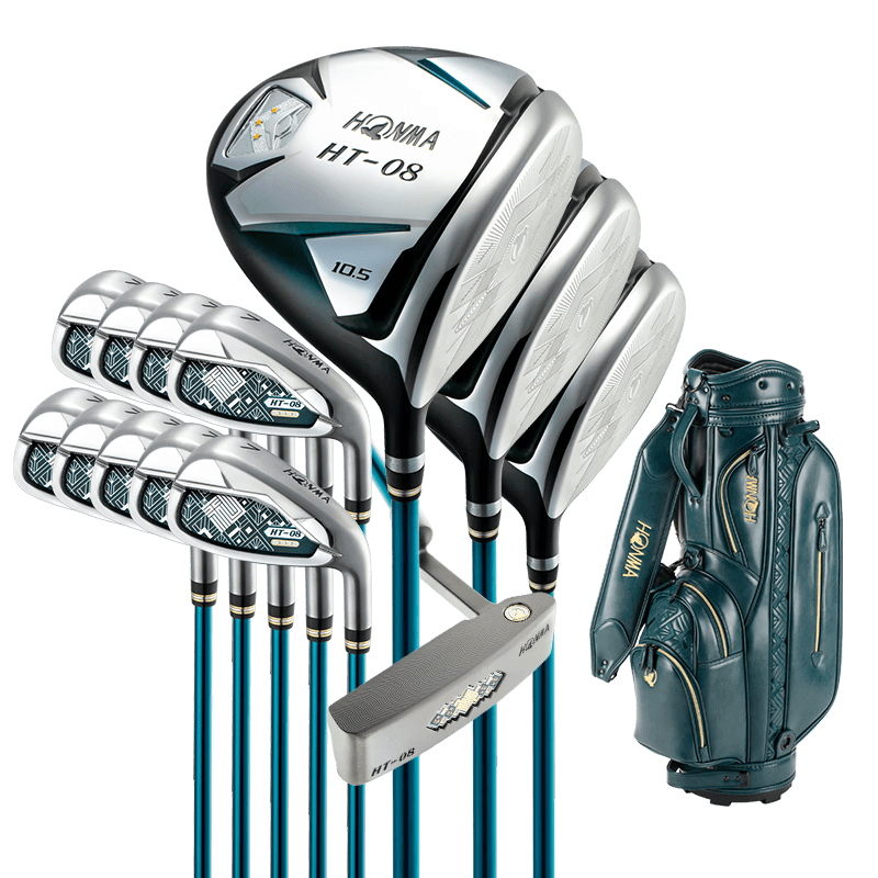 HONMA HT-08男士高尔夫球杆golf星级套杆高尔夫球杆3木9铁赠推杆球包 碳素R三星级