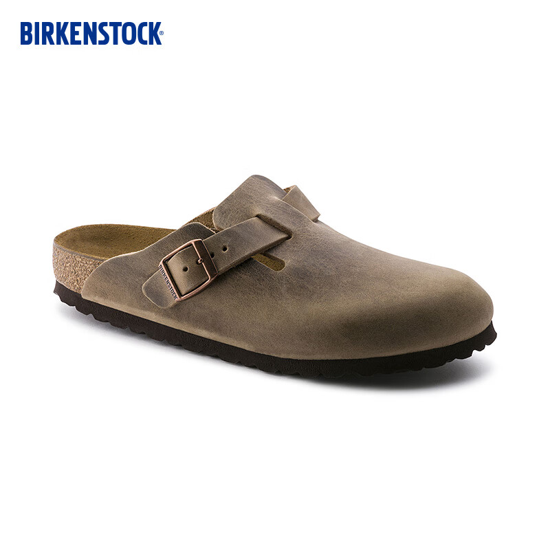 BIRKENSTOCK勃肯拖鞋男女同款拖鞋外穿牛皮包头拖鞋Boston系列 女款草色960813 37