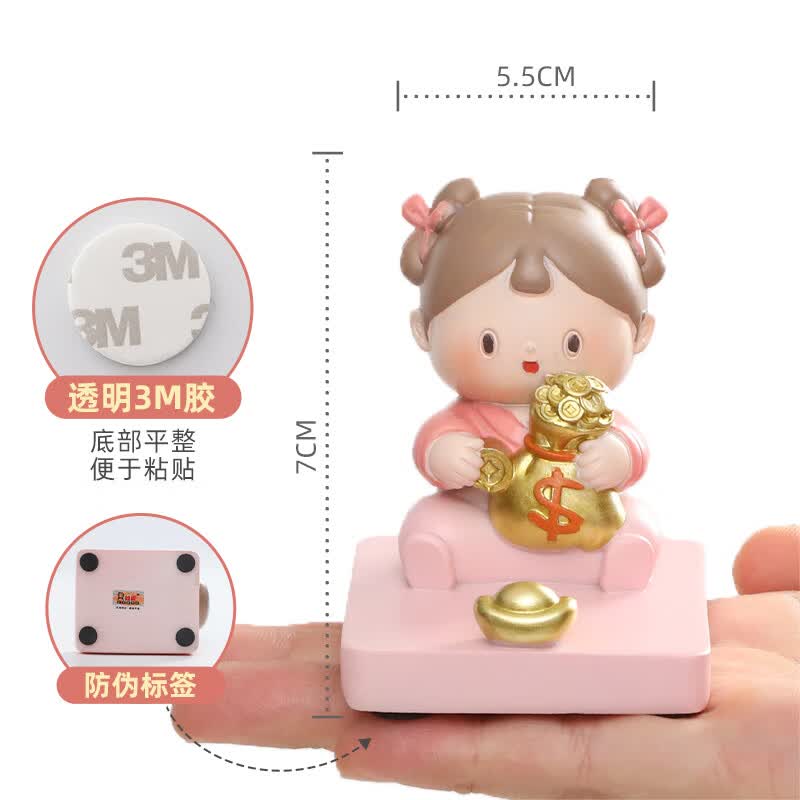 如果实用手机架摆件创意可爱装饰固定架办公室工位桌面送女生追剧礼物 小君手机架全套送礼袋