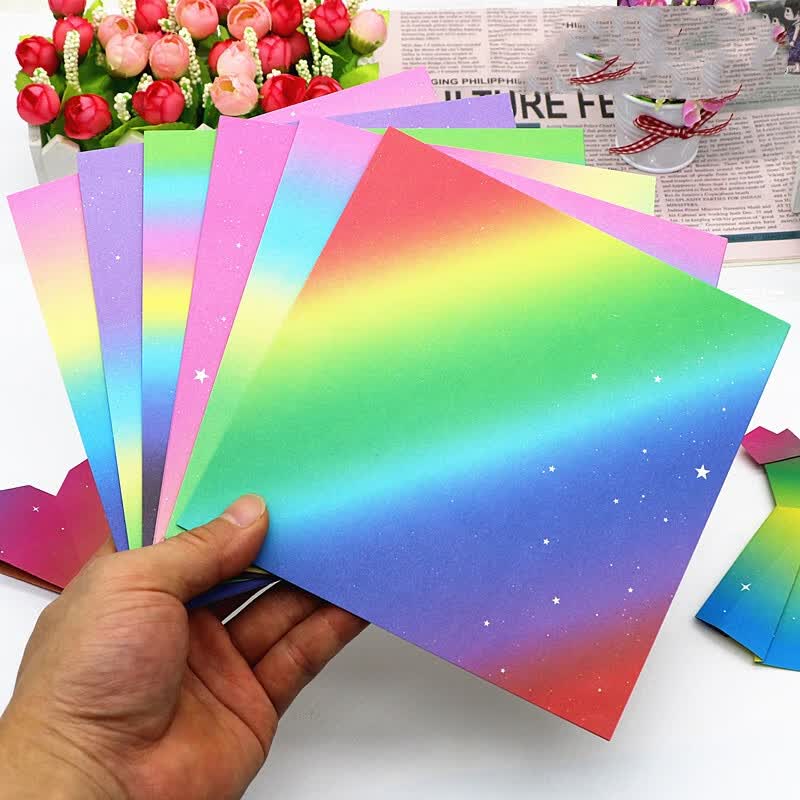 卡纸彩色纸厚正方形幼儿园学生制作材料纸飞机儿童手工纸彩纸彩虹纸