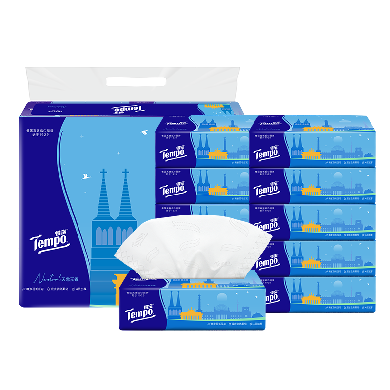 �ñ� TEMPO ŷʽ���ճ�ֽ 4��80��*10�� ʪˮ������ ��M�� 29.9Ԫ