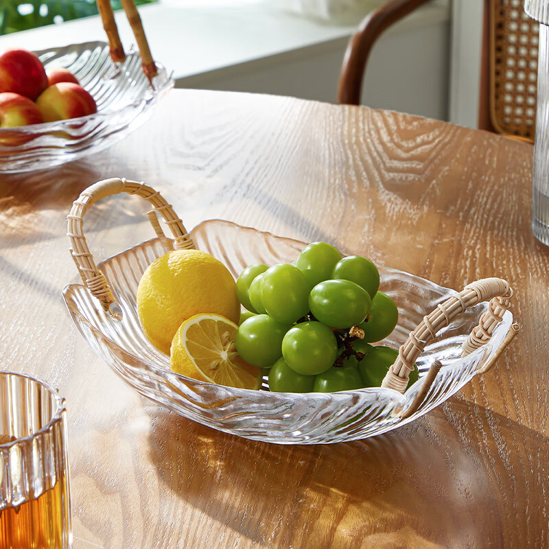 半笙水晶玻璃水果篮子家用客厅茶几高档轻奢新款零食干果手提果篮摆放