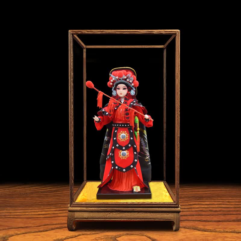京城故事北京手工艺京剧绢人娃娃中国特色礼品送老外商务外事出国礼物摆件 精品花木兰【鸡翅木框】