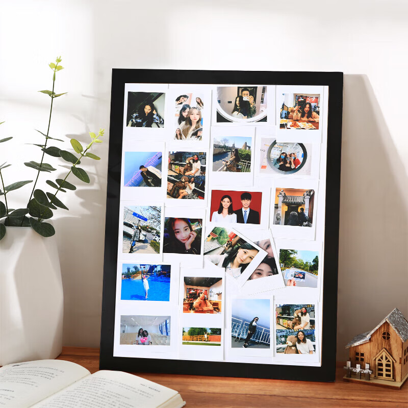 奶茶店海报框大的大相框挂墙拍立得照片diy手工情侣纪念礼物20寸 黑色