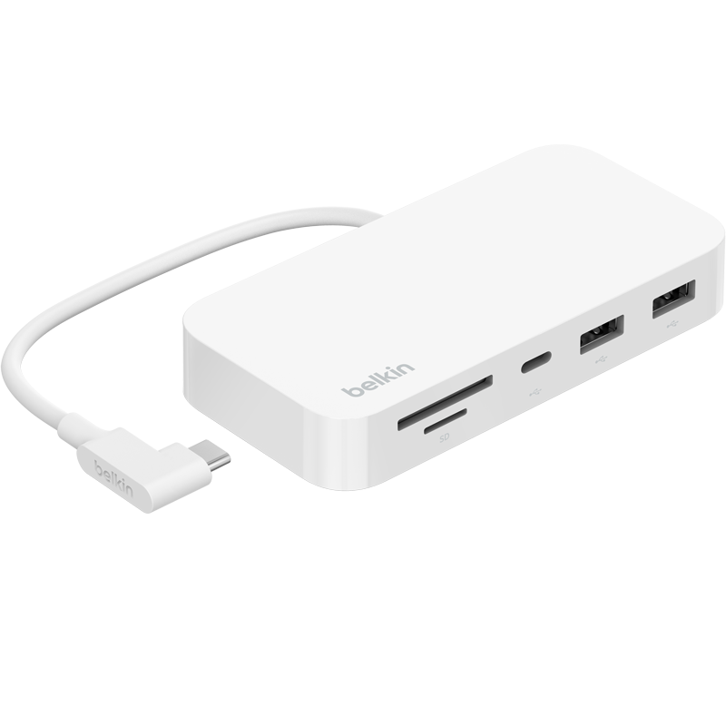 貝爾金（BELKIN）彎口Type-C拓展器 蘋果iMac電腦擴展塢 六合一 TF/SD讀卡 筆記本USB網口HDMI 兼容雷電 INC011