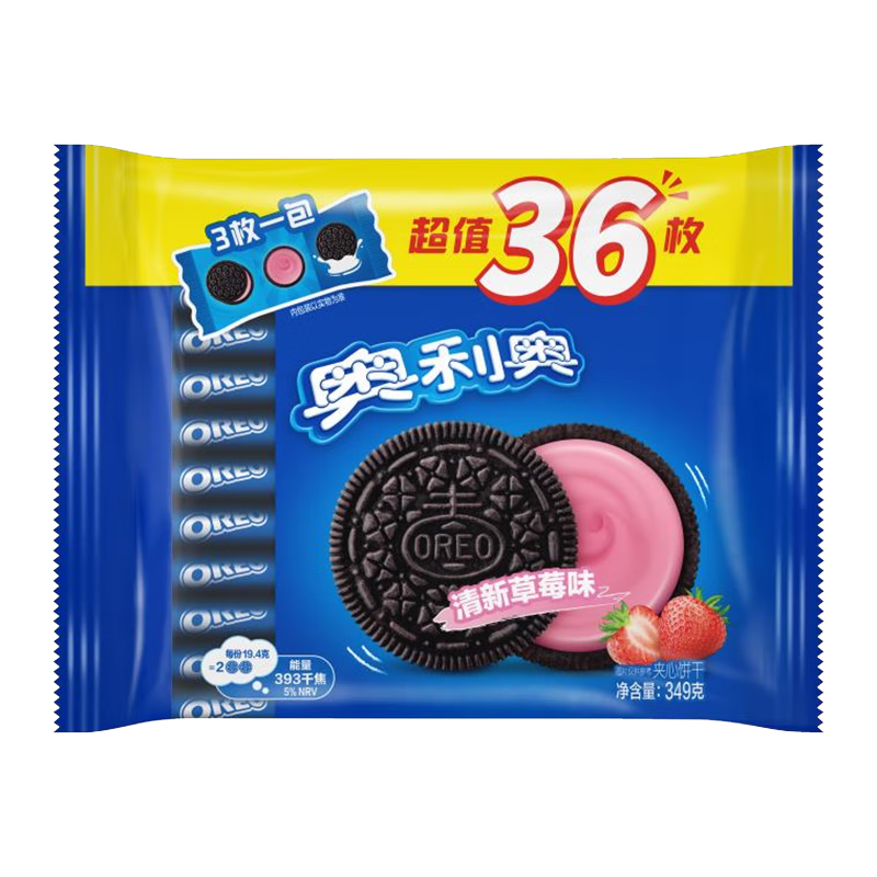 OREO 奥利奥 夹心饼干 草莓味 349g