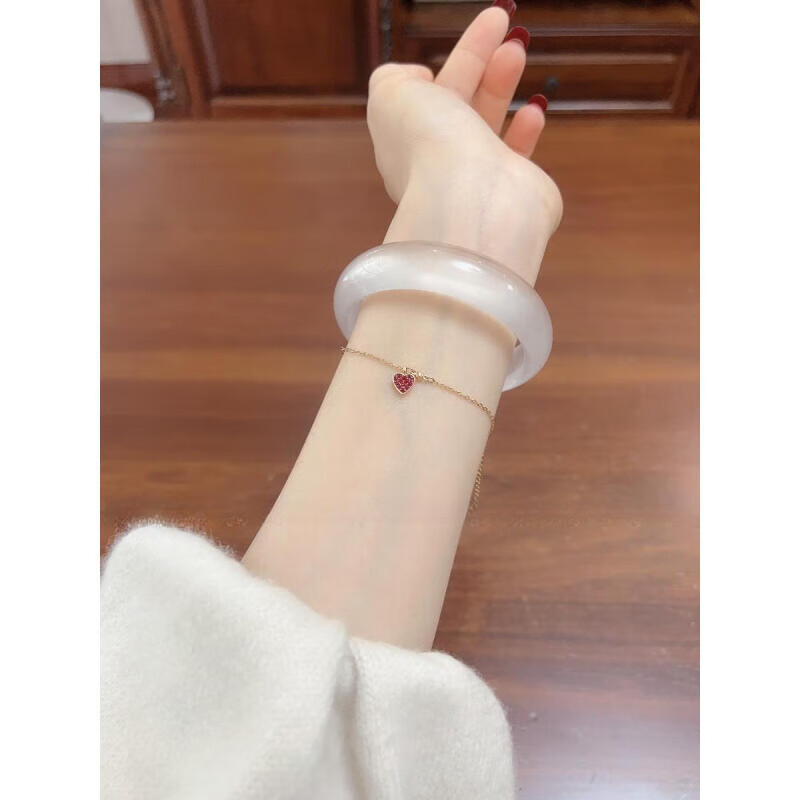 陌晨 moeycior白月光高冰透明宝石光极光金丝玉轮胎白色冰冰手镯玉镯