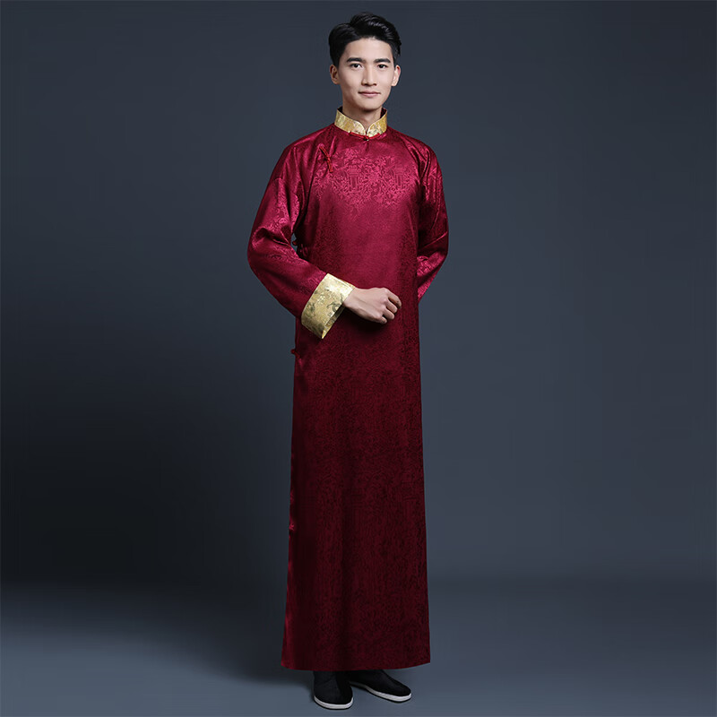 抒融秀禾服男款中式结婚礼服男士唐装中国风伴郎兄弟团主持长衫 酒