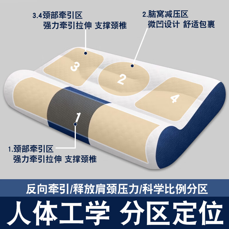 夏季枕头男士专用高枕不塌颈椎助睡眠护颈枕成人睡觉牵引舒颈劲椎 灰白小号【单只】质优