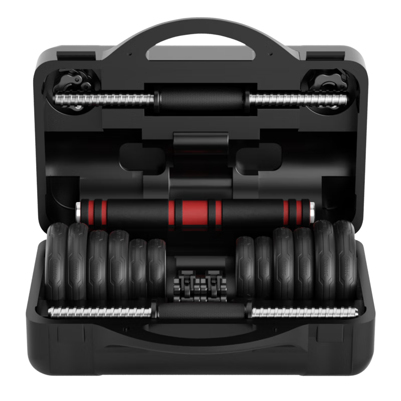 朗威電鍍啞鈴男士可調(diào)節(jié)啞鈴手鈴杠鈴亞玲家用兩只裝健身器材組合套裝 20kg黑套款(左右各10kg)+連接桿