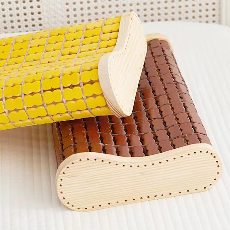 映季麻将凉席枕头夏季竹枕头夏天空心枕芯颈椎枕成人男女士睡觉冰凉枕 碳化波浪形枕39*23*7-9cm