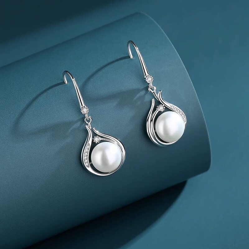 款妈妈款吊坠轻奢小众送女友老婆生日情人节礼物 白金色品牌珍珠耳环