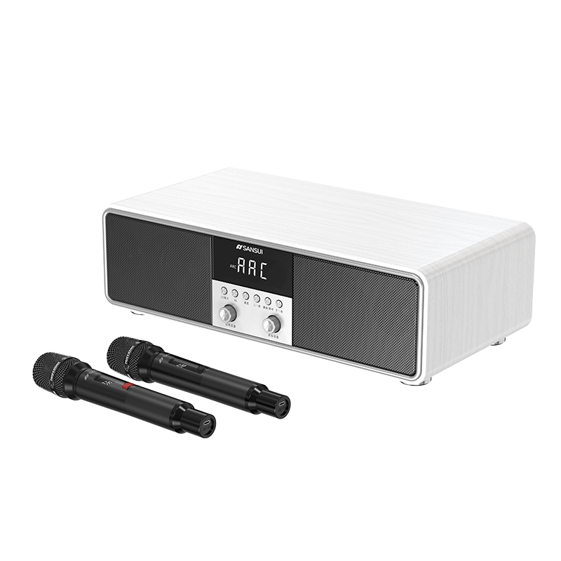 山水（SANSUI）T73家庭ktv音響套裝 家用k歌電視卡拉ok一體機桌面音響hifi無線藍牙音箱低音炮雙話筒旗艦版 白色