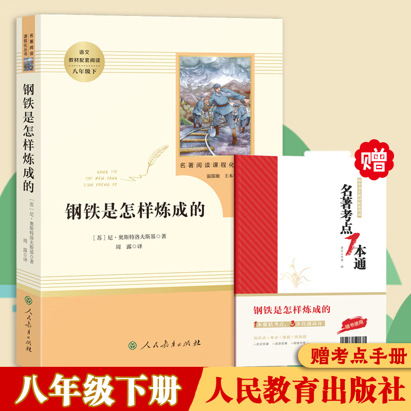 初中生七八九年级课外名著 骆驼祥子海底两万里钢铁是怎样炼成的经典常谈 简爱儒林外史等 正版初中必读 人教版 【人教版】钢铁是怎样炼成的（赠考点手册）