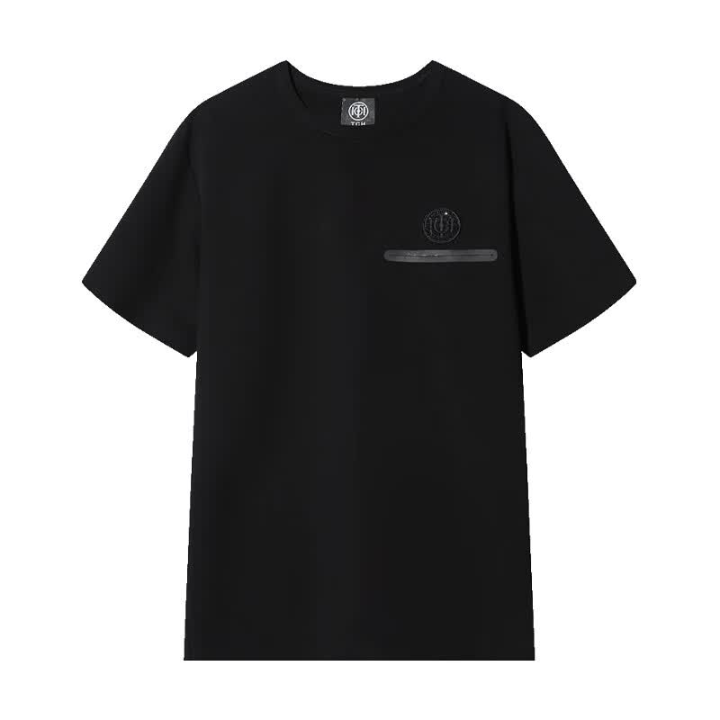 TCH真5折服饰潮牌轻奢黑色休闲秋季短袖T恤T69C108031 M