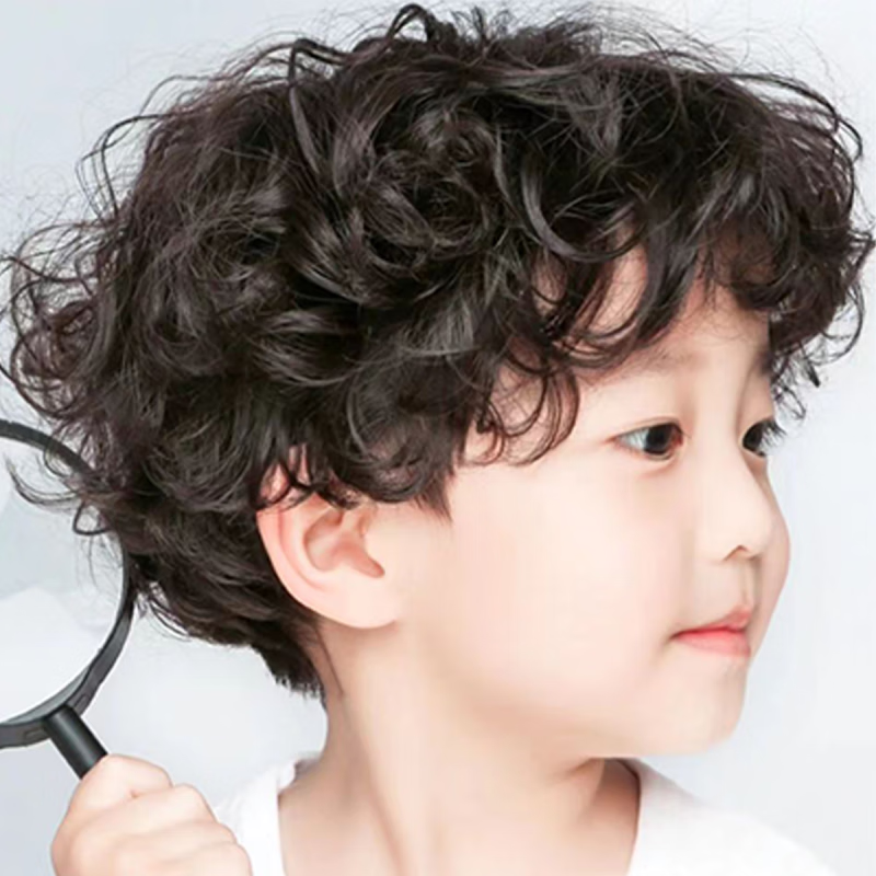 千叶繁儿童发型造型假发男生男孩短卷发自然仿真透气套宝宝摄影帅气整