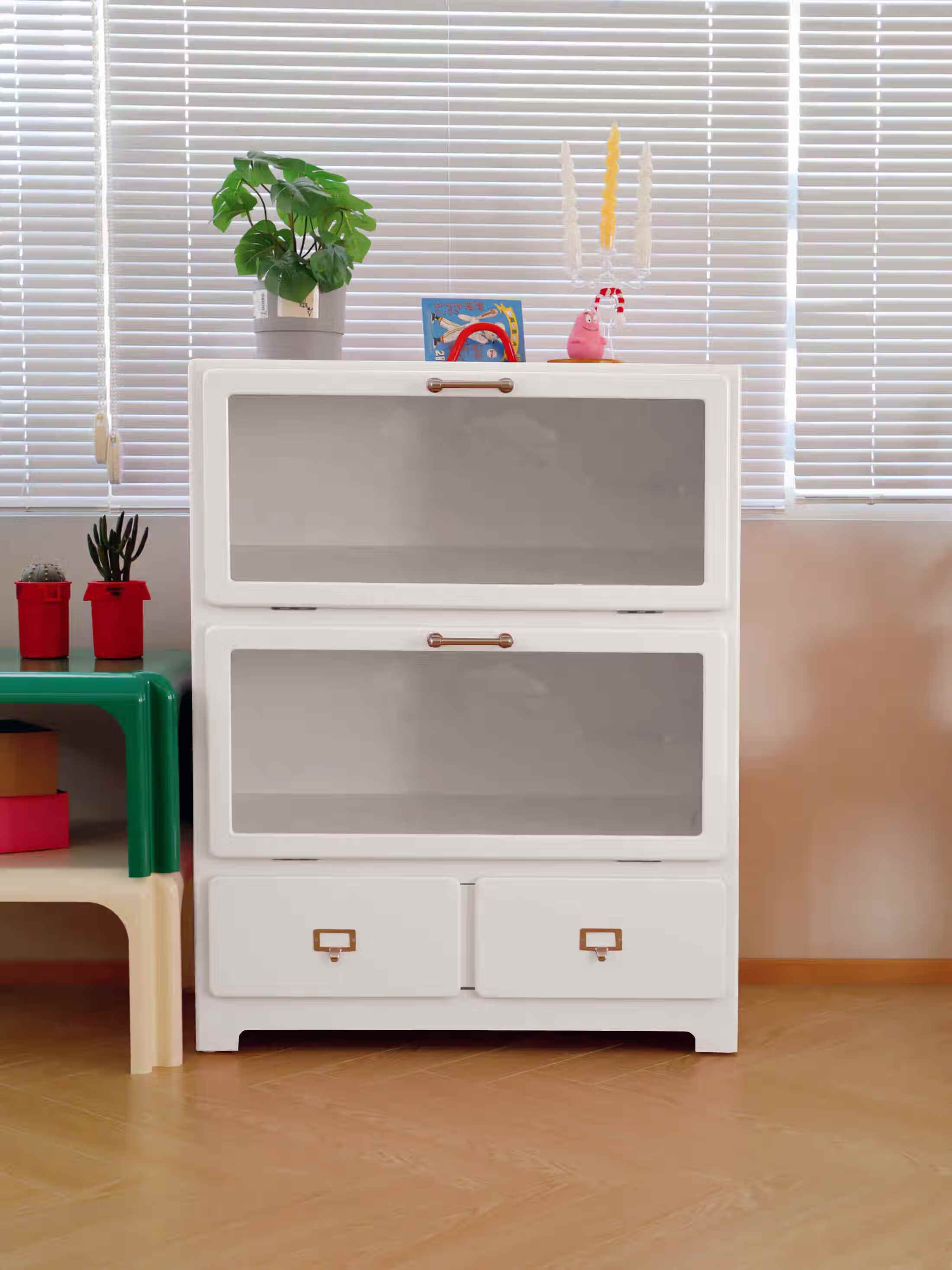 手办展示柜网红柜收纳斗柜客厅物柜玄关柜现代多斗餐边柜 柜乳白色 76