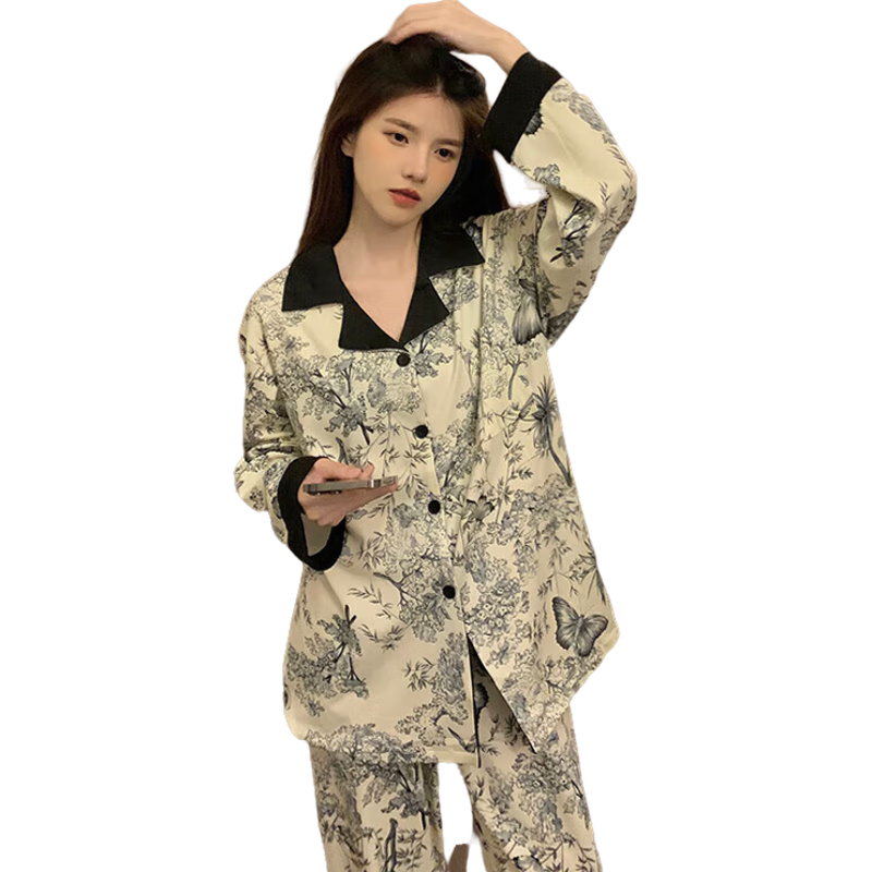 ��ɯ�й���˯��Ů�߼���ˮīӡ�����������С�ڿ��⴩�Ҿӷ���װ XL