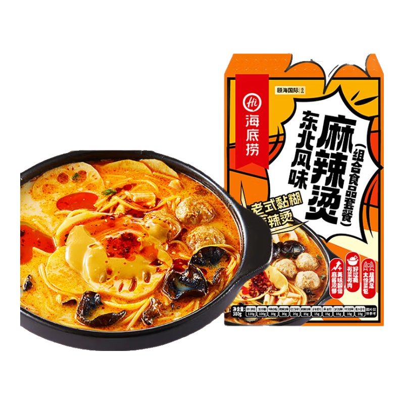 海底撈方便速食東北風(fēng)味麻辣燙米粉米線黏糊東北麻辣燙380g*3