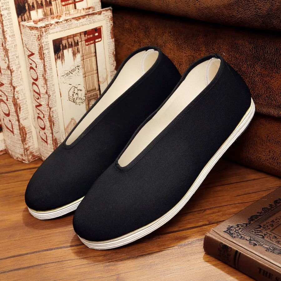 糖哆老北京圆口皮鞋男园口老头鞋传统老北京布鞋男老头鞋布底圆口老式