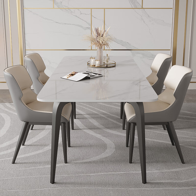 掌上明珠家居(m&z)意式轻奢岩板餐桌椅家用小户型现代简约风餐厅长