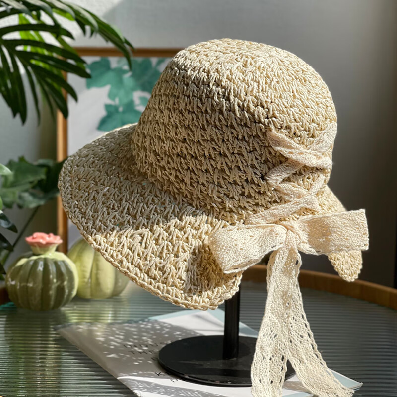 独孤伽罗手工编织女士遮阳帽防晒草帽新款渔夫帽夏季沙滩海边度假太阳