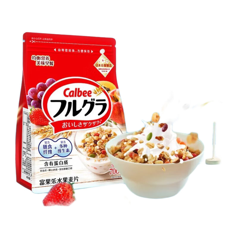 卡乐比（Calbee）早餐水果燕麦片 原味600g/袋 非油炸日本进口 冲泡即食 代餐零食