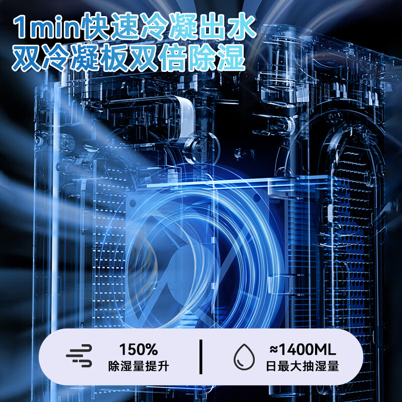 苏宁宜品除湿机/抽湿机 大除湿量 30-100㎡家用轻音防霉净化 抽湿器 吸湿器 地下室档案室  干衣机 防潮 1.8L/天 豪华款【数显触屏+负离子净化】