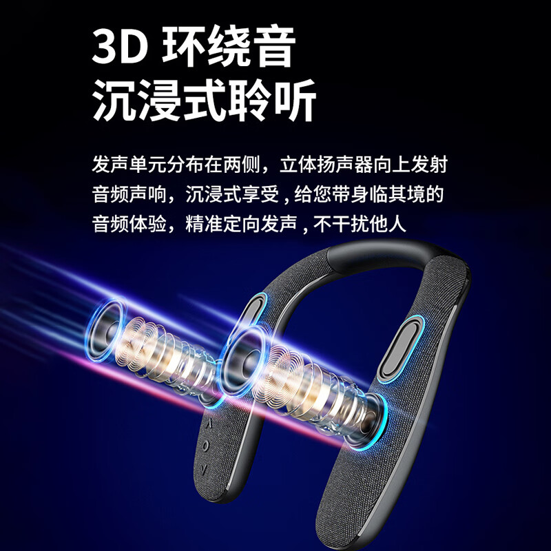 雅奇仕新款挂脖式无线蓝牙音箱布艺便携颈带小音响穿戴立体声重低音户外骑行音响可防水 尊享版【HIFI音质+5.3蓝牙通话】