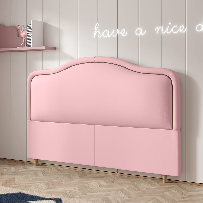 艾美墅床头板软包简约现代床头靠背单买硅胶皮实木床头卧室单独定制 硅胶皮粉色A66-6 1.5米宽