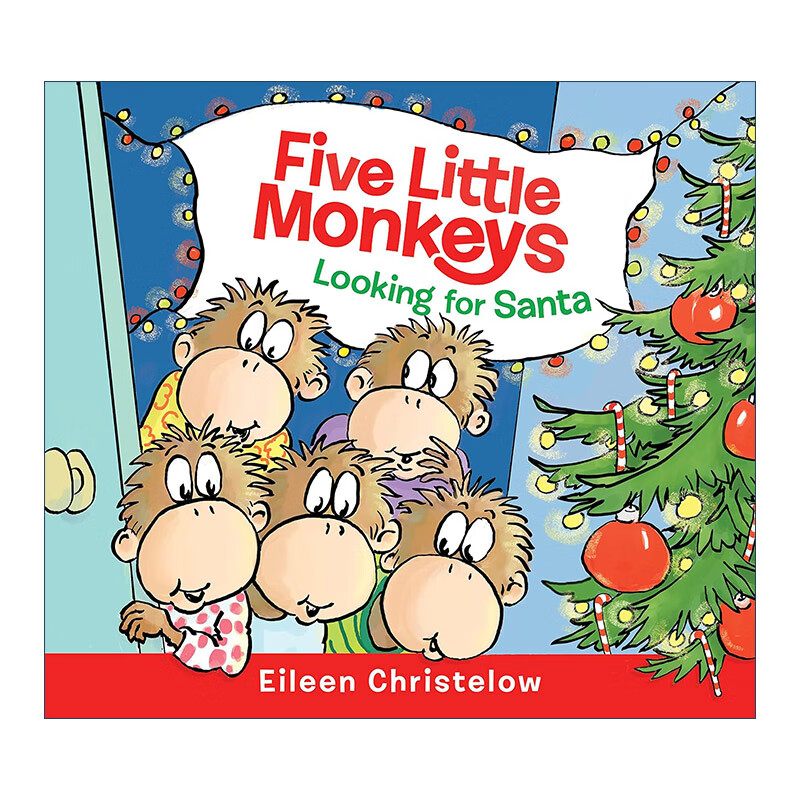 for santa board book 五只小猴子找圣诞老人 纸板书 英文版 进口英语
