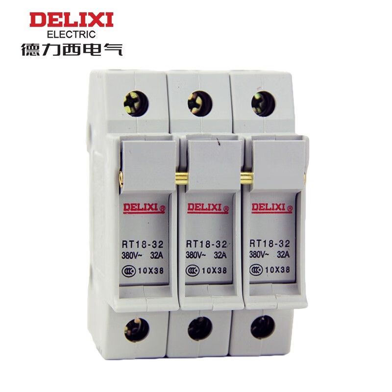 德力西 rt18 圆柱形底座 10*38mm 32a 3p 380vac rt1832z3 熔断器底座