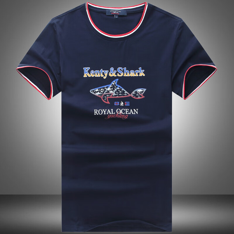 kenty shark意大利古老鲨鱼短袖t恤男夏季纯棉圆领修身上衣中青年潮牌