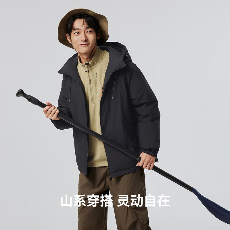 雪中飞【城野系列】新款百搭经典抗风保暖户外都市山系轻量羽绒服简约 黑色|8056 2XL 185/104A