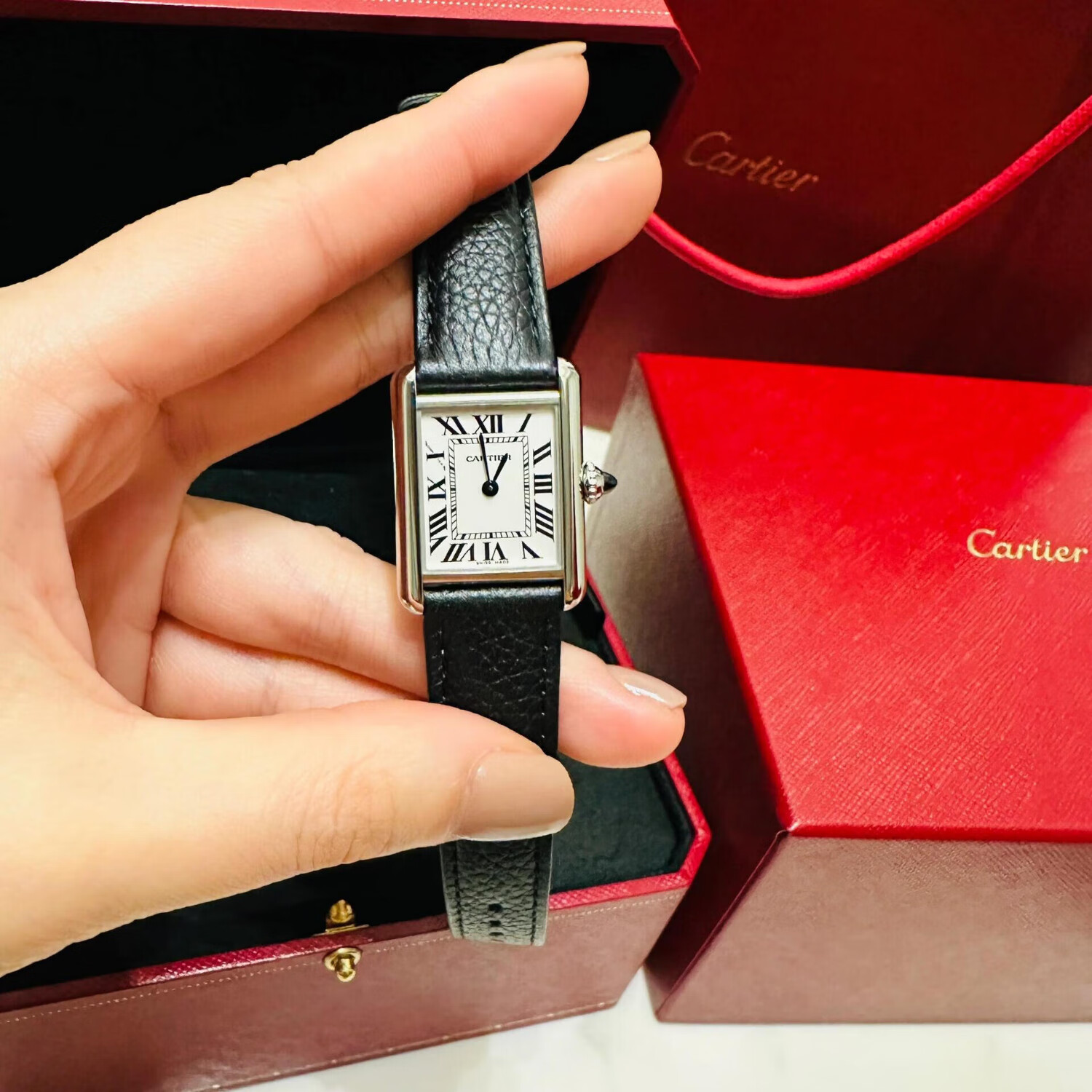 【二手95新】卡地亚表 坦克tank solo 自动机械男表 玫瑰金 黄金 石英