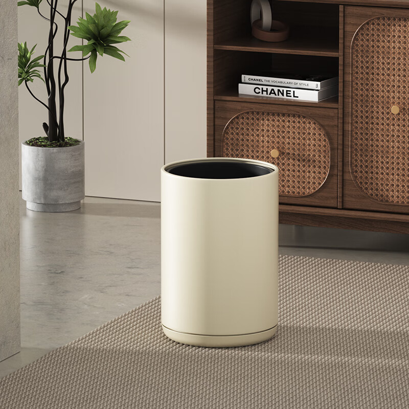 科灵网红ins风高颜值垃圾桶加厚轻奢加大简约实用甄选家居厚实新中式 无盖式- 质感黑 8L 【网红力推】