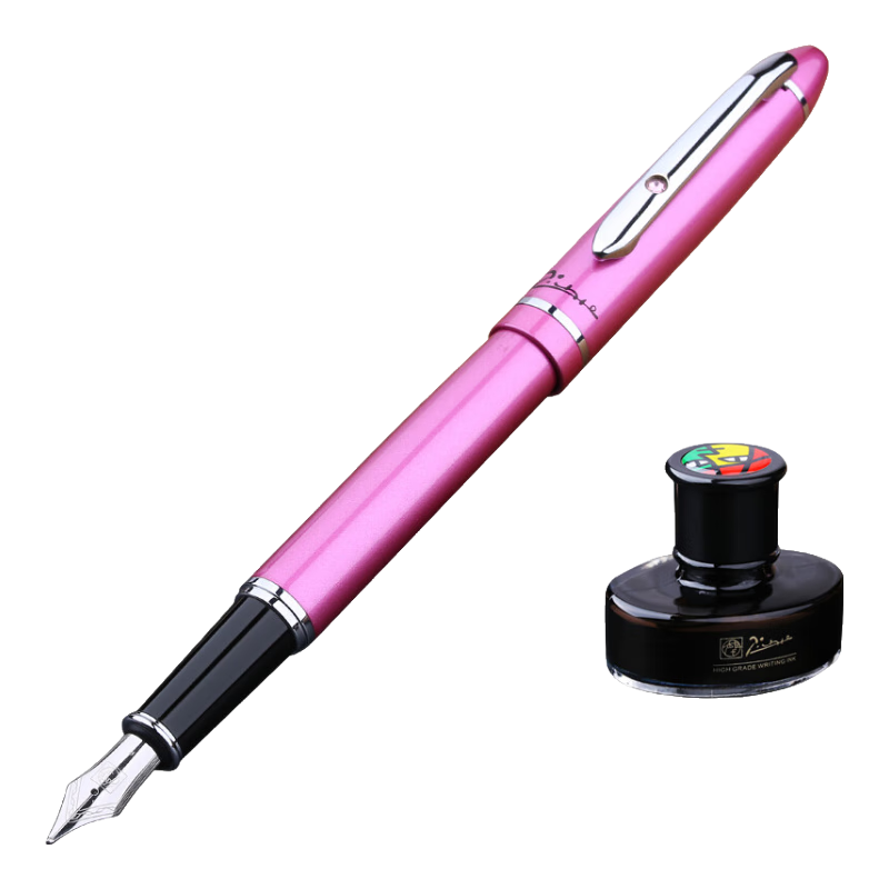 畢加索（pimio） 【免費刻字】畢加索608安格麗斯鋼筆銥金筆財務筆簽字筆節(jié)日禮物商務辦公禮品筆 玫瑰紅銥金筆