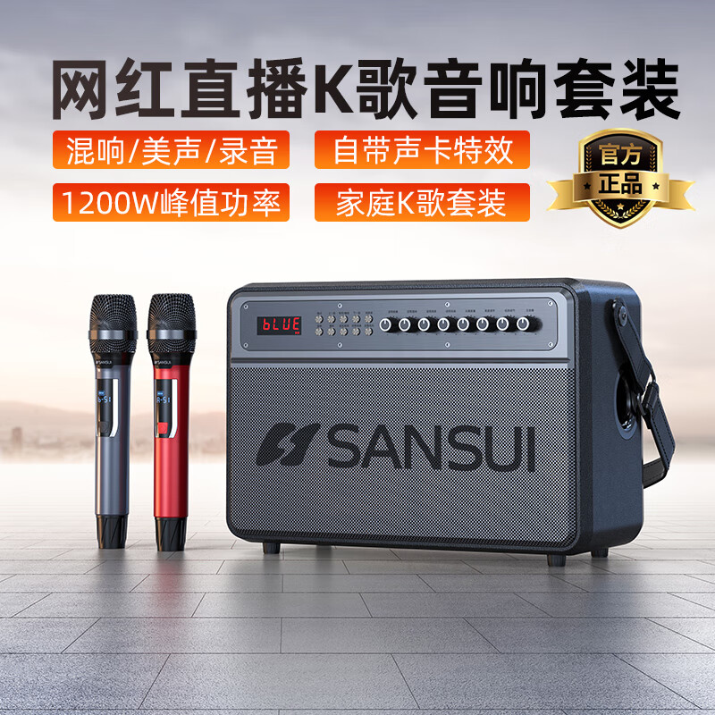 山水（SANSUI）手提户外大功率音响便携式广场舞蓝牙音箱无线大音量话筒唱歌K歌家用一体机KTV音响重低音炮 G3【10喇叭+1200w+三分频】